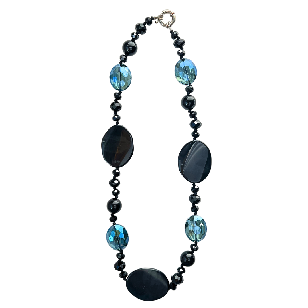 Necklaces - Black Agate & Crystals