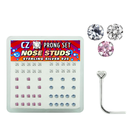 Nose Studs - 52 Piece With 2mm Gem