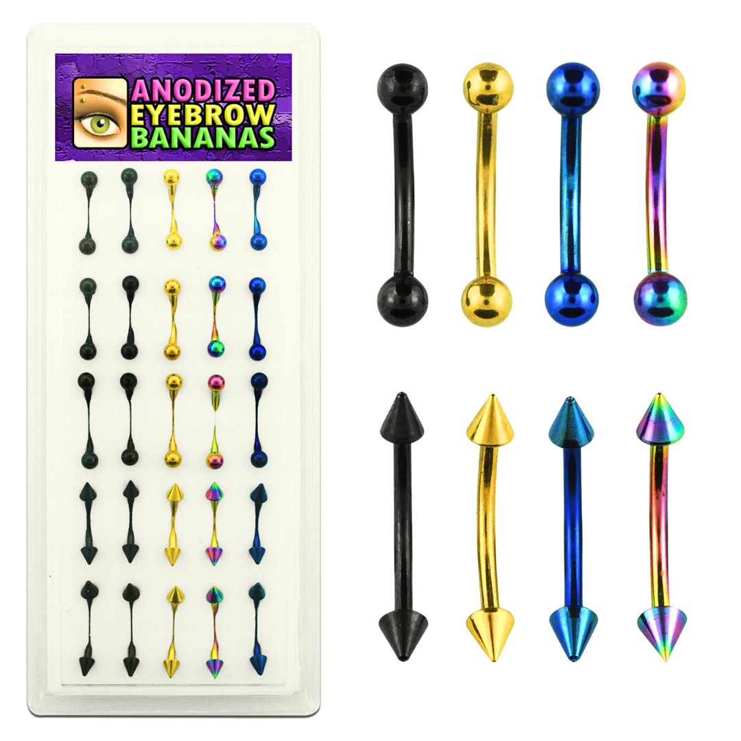 Display Of 25 Colourline Curved Barbell