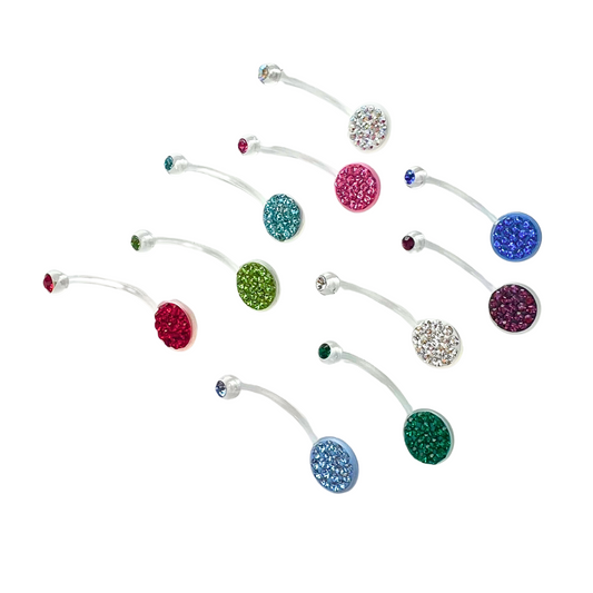 Belly Ring - Long Bio Banana With Tiffany Gem