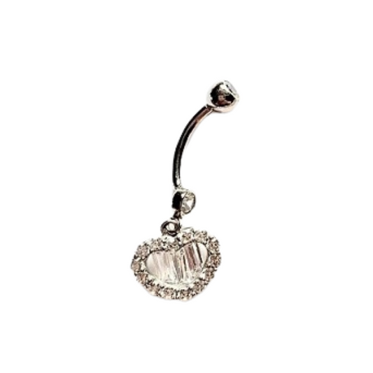 Belly Ring - 14 Karat White Gold Heart