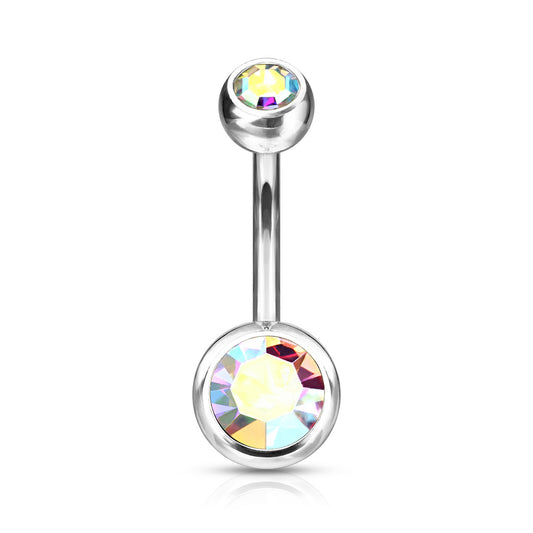 Belly Ring - TITANIUM - Double Jewel