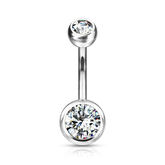 Belly Ring - TITANIUM - Double Jewel