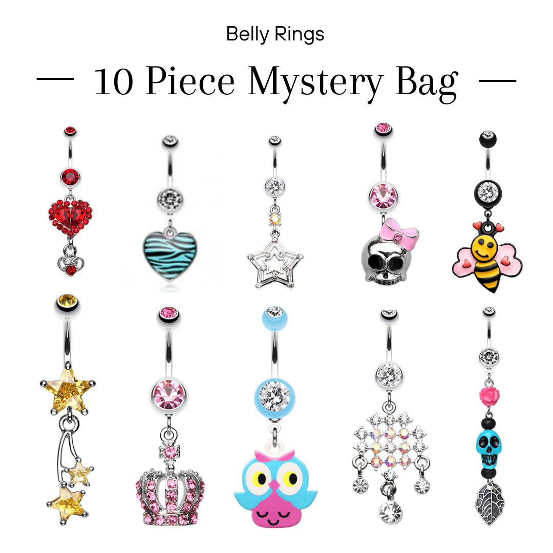 Belly Ring - Mystery Bag - 10 Assorted Dangly