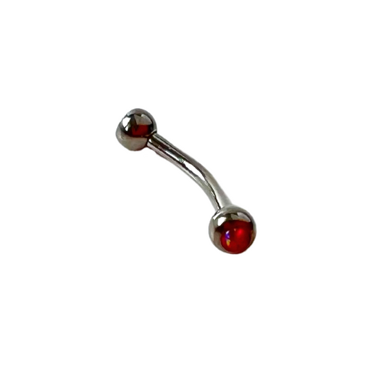 Curved Barbell - Surgical Steel With Glitter Opal