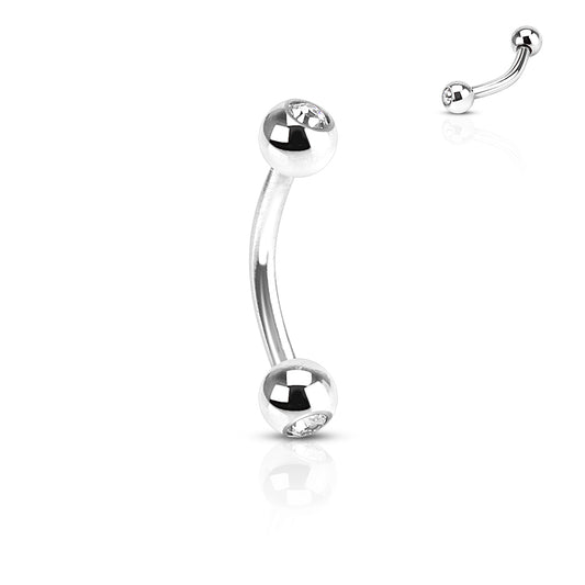 Curved Barbell - TITANIUM - Jewelled