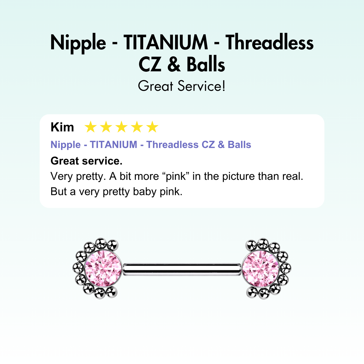 Nipple - TITANIUM - Threadless CZ & Balls