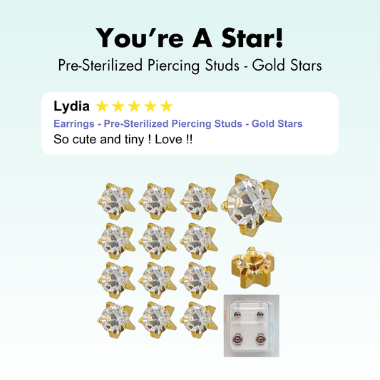 Earrings - Pre-Sterilized Piercing Studs - Gold Stars