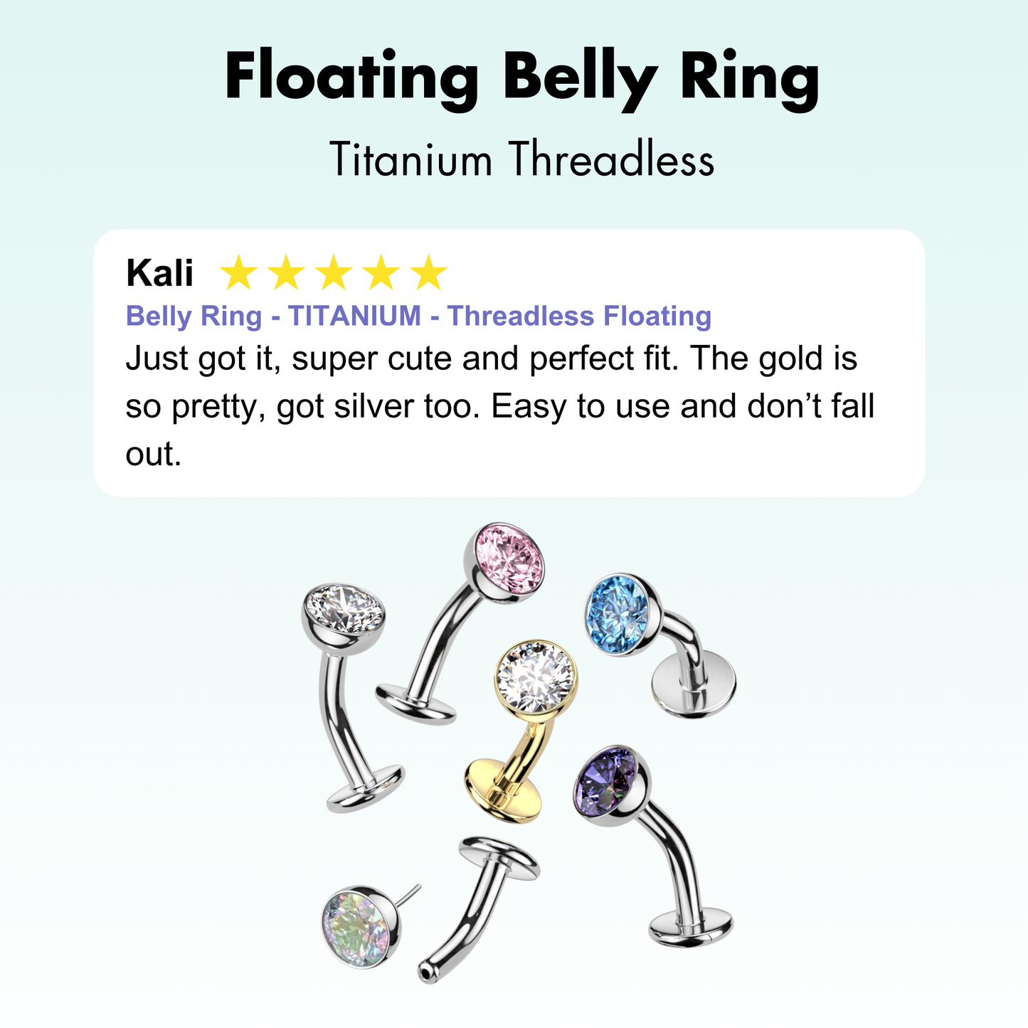 Belly Ring - TITANIUM - Threadless Floating
