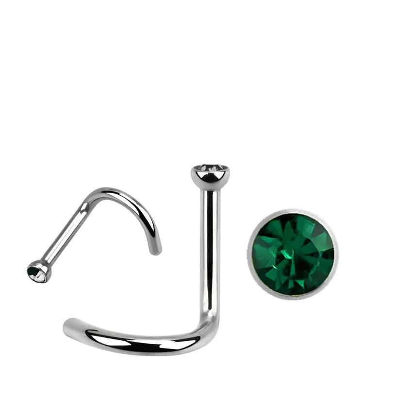 Nose Studs - Nose Screw With Press Set Gem - 20 Gauge