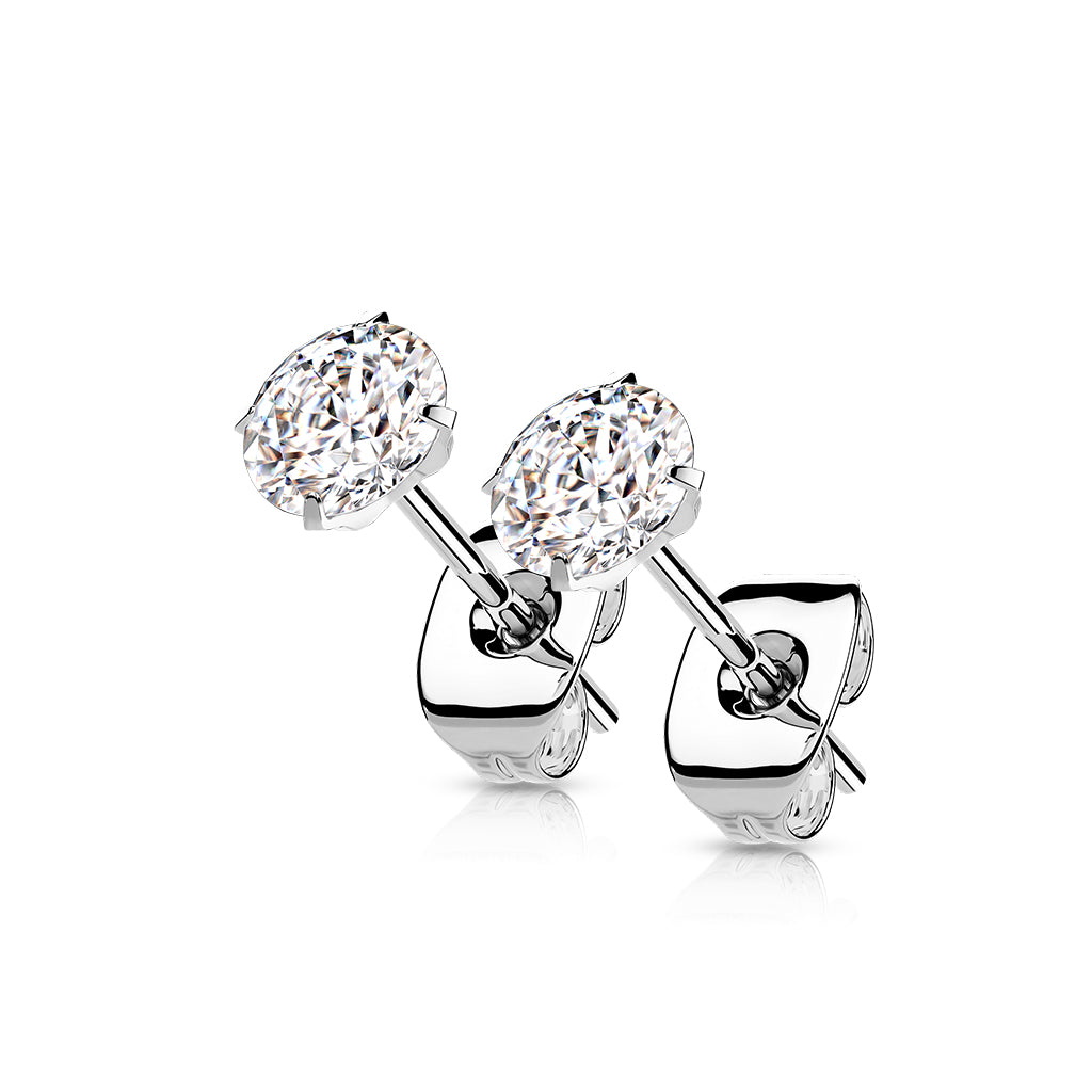 Earrings - TITANIUM - Round Gem