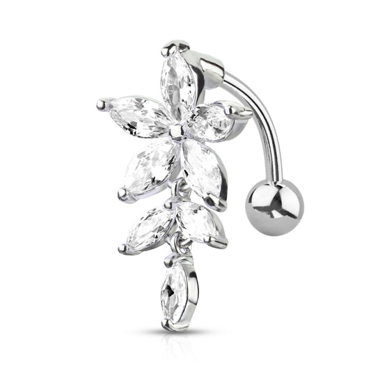 Belly Ring - Reverse Marquise Flower