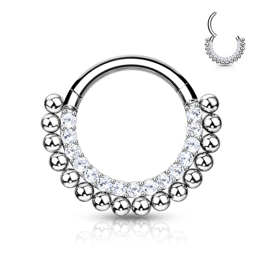 Segment Ring - TITANIUM - Hinged CZ and Balls