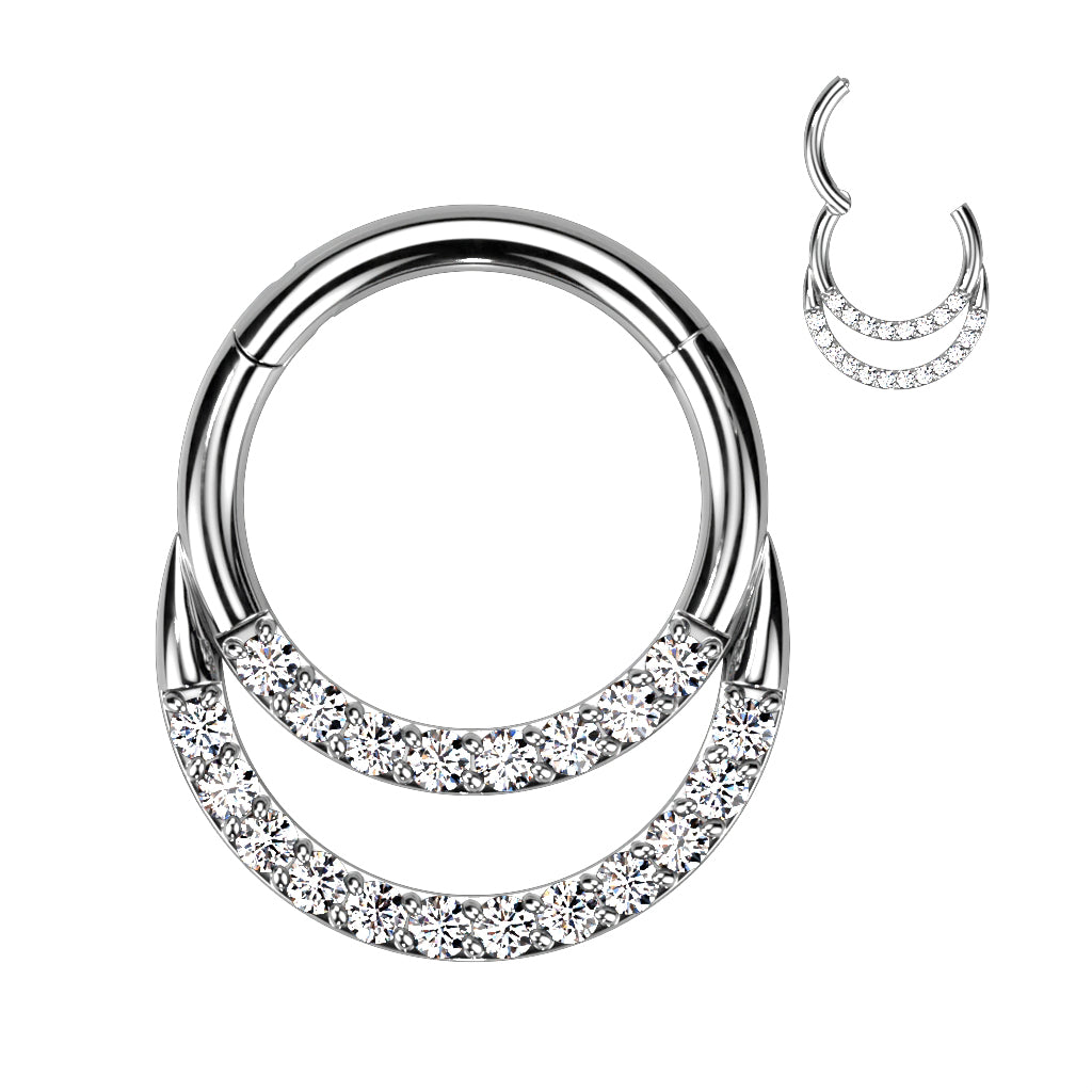 Segment Ring - TITANIUM - Hinged Double CZ