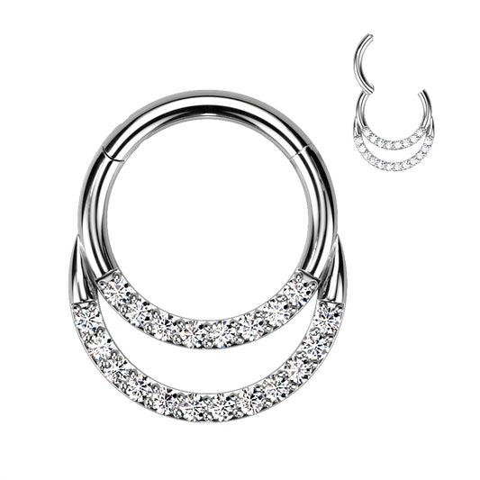 Segment Ring - TITANIUM - Hinged Double CZ
