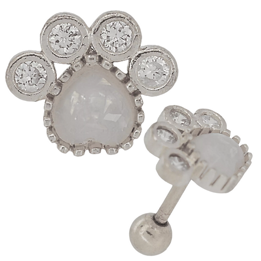 Cartilage - Opalite & CZ Paw