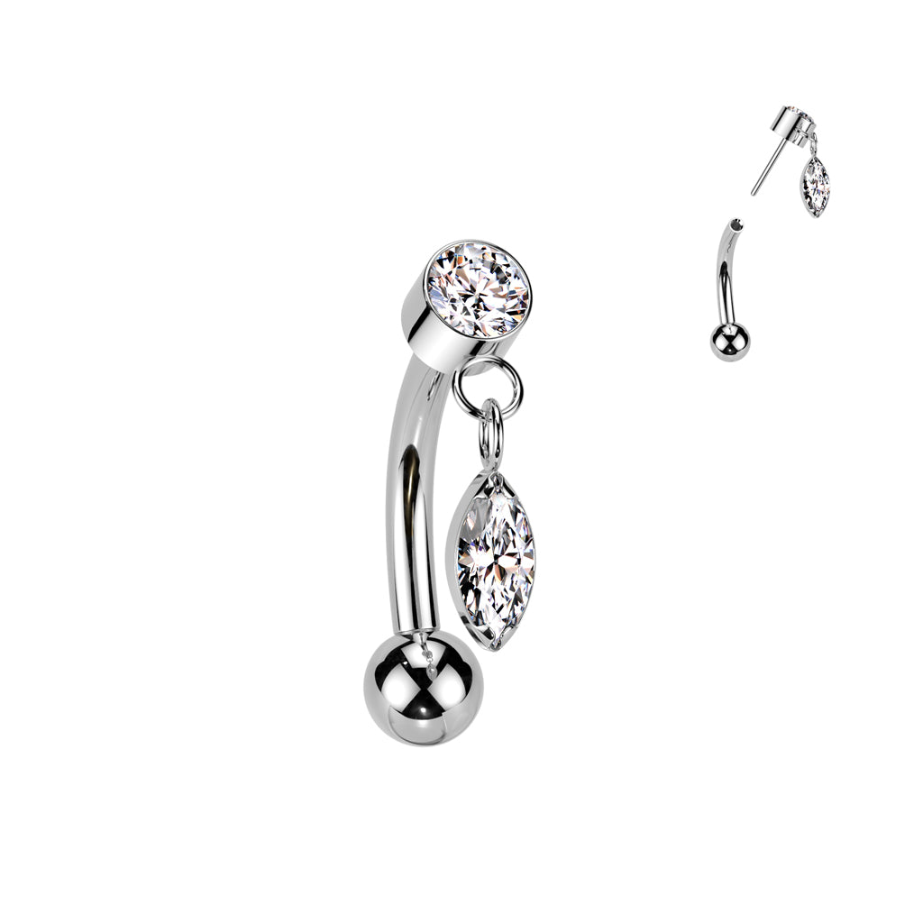 Curved Barbell - TITANIUM Threadless Dangle
