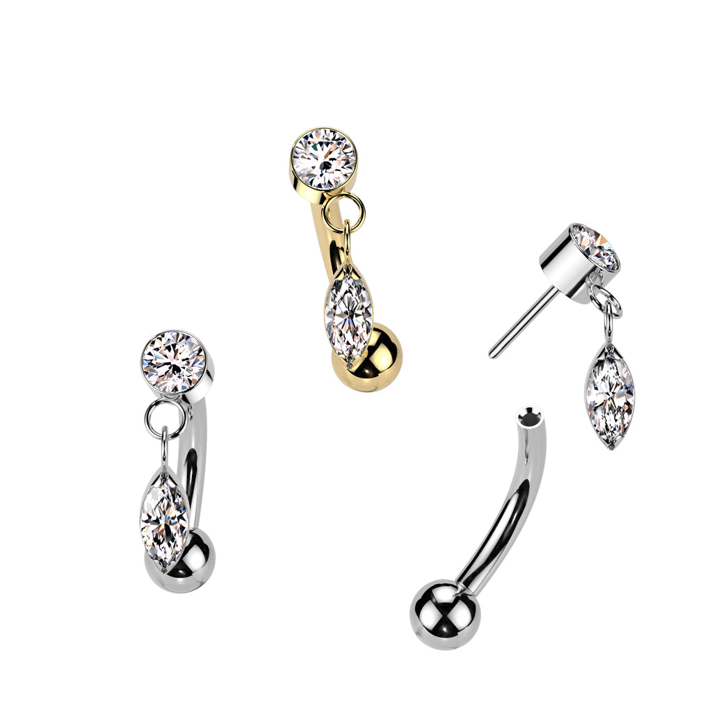 Curved Barbell - TITANIUM Threadless Dangle