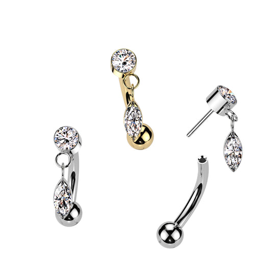 Curved Barbell - TITANIUM Threadless Dangle