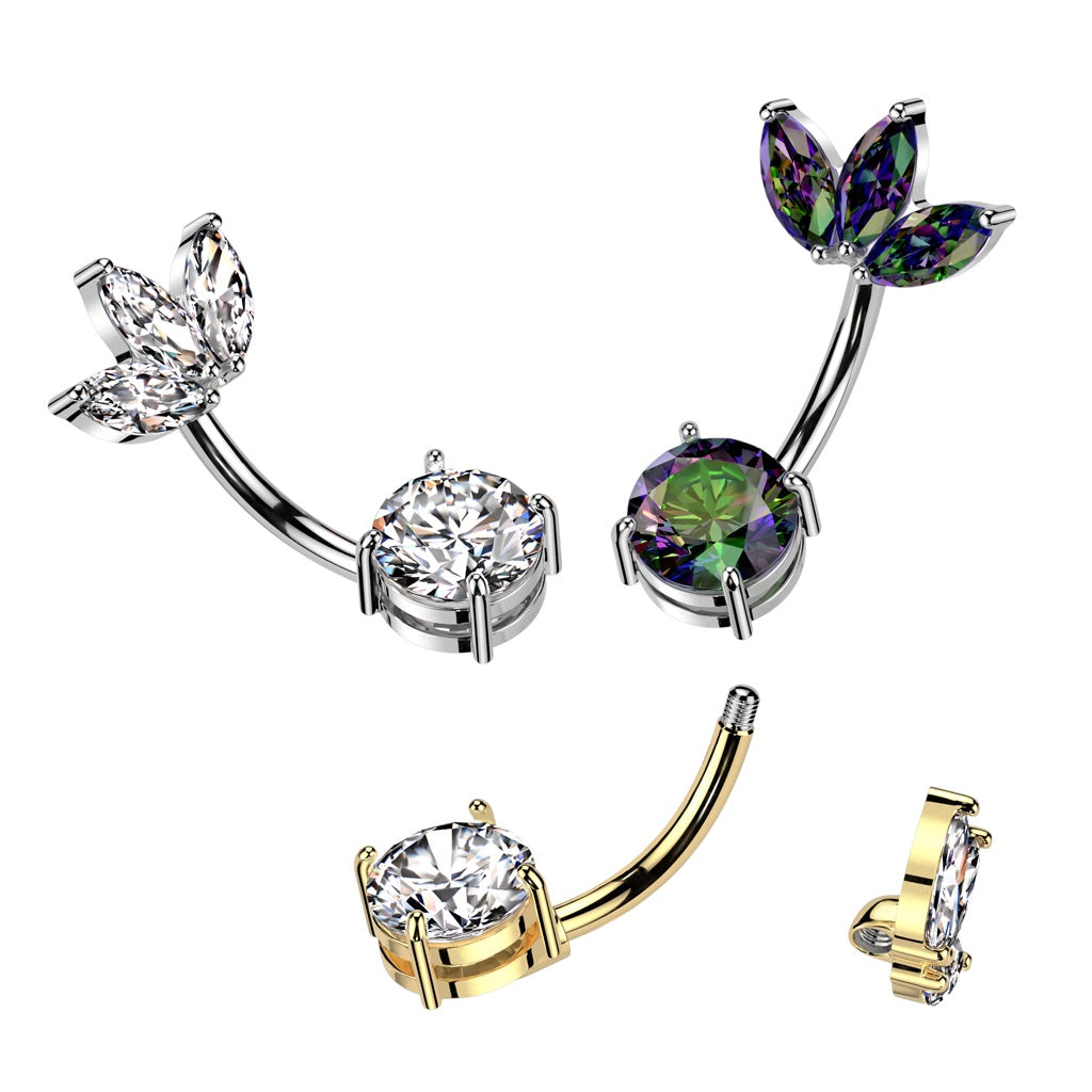 Belly Ring - Marquise Gems