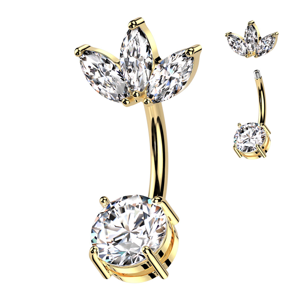 Belly Ring - Marquise Gems