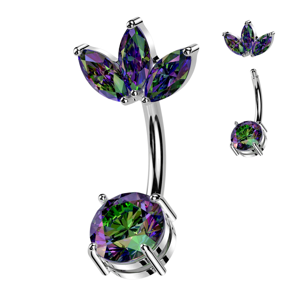 Belly Ring - Marquise Gems