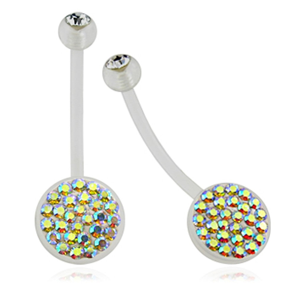 Belly Ring - Long Bio Banana With Tiffany Gem