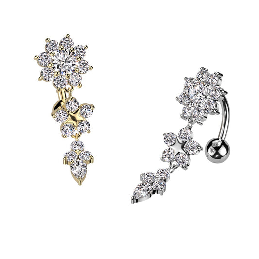 Belly Ring - Reverse Double Flower