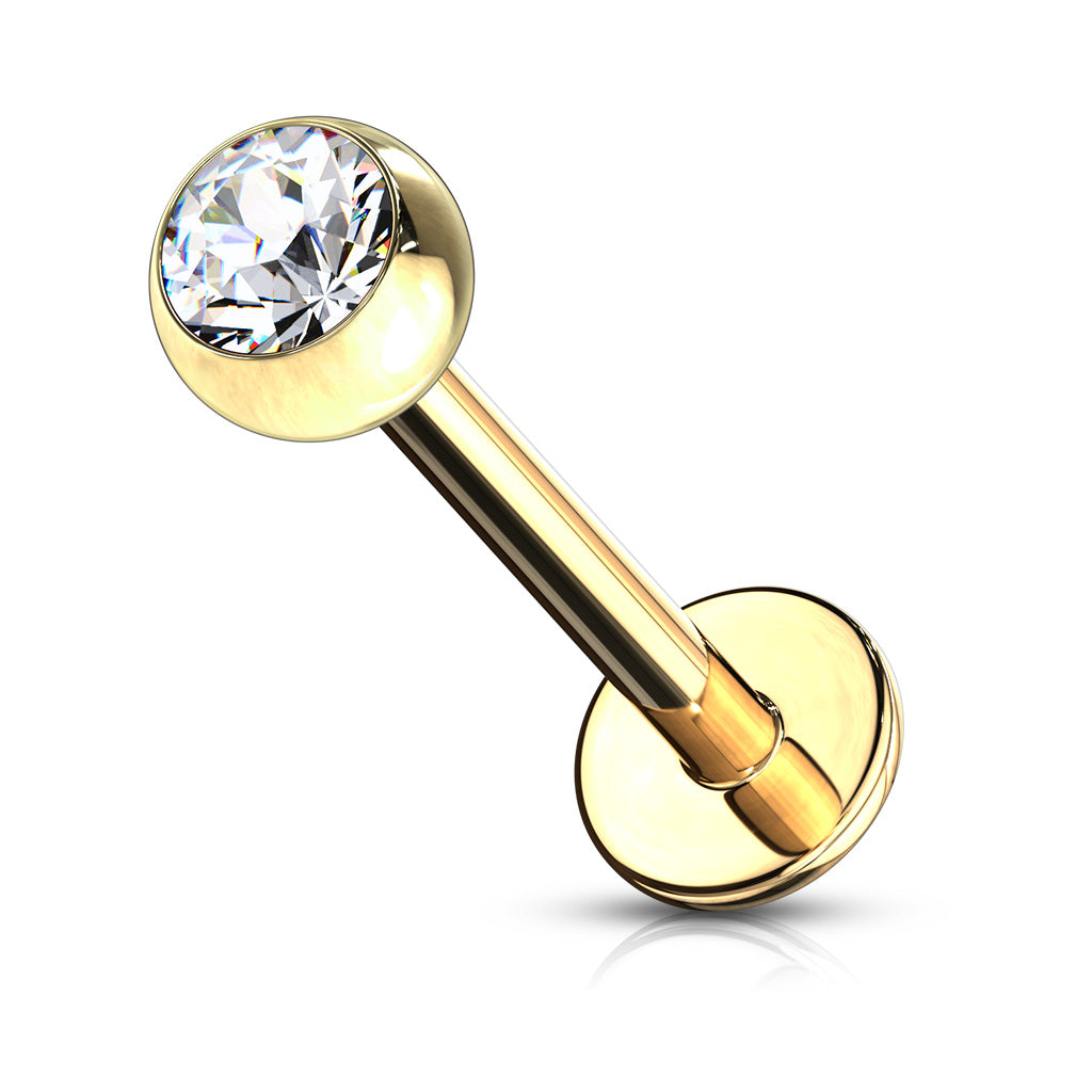 Labrets - Gold Plated or Rose Gold Plated With Jewelled Ball