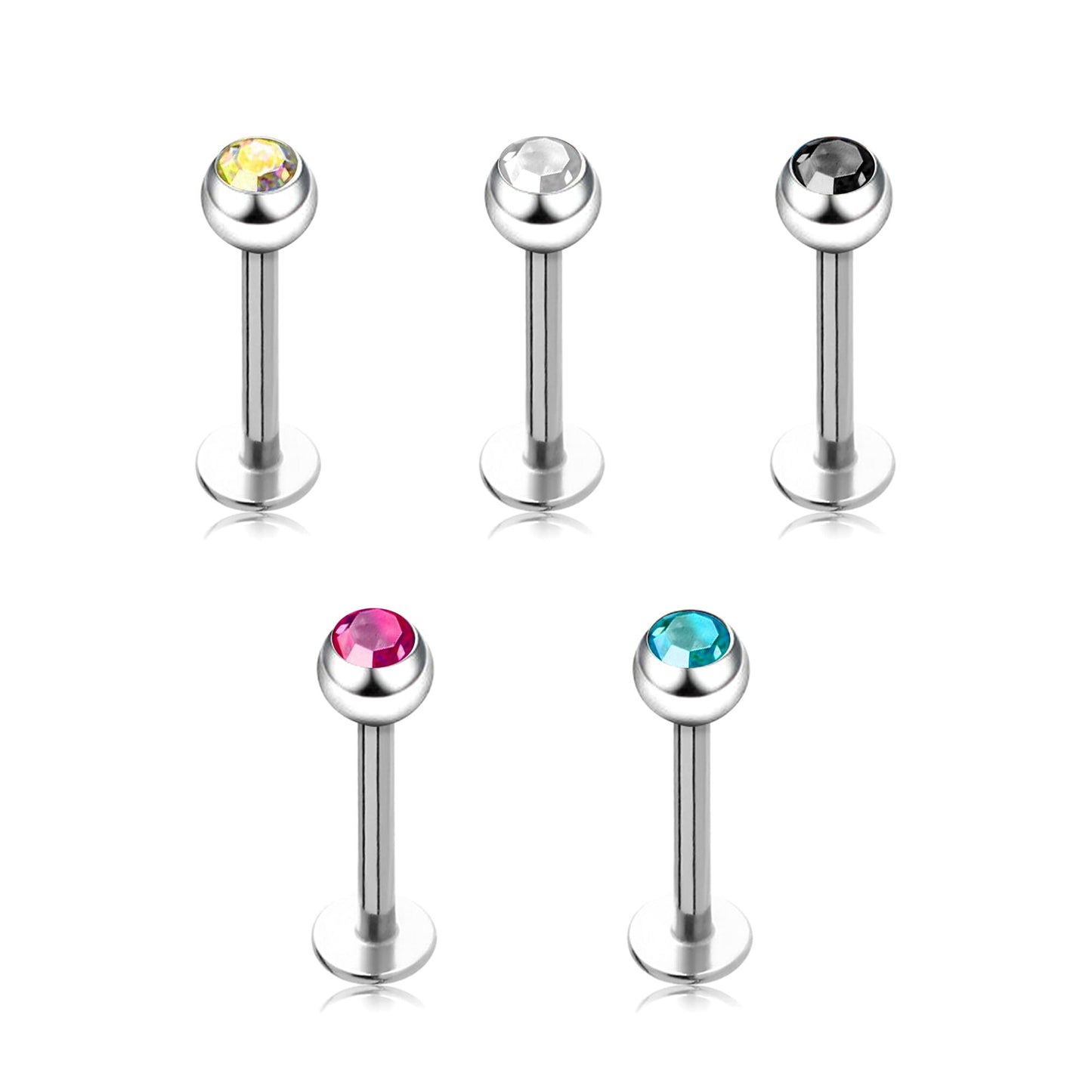 Labrets - Surgical Steel With Jewelled Ball