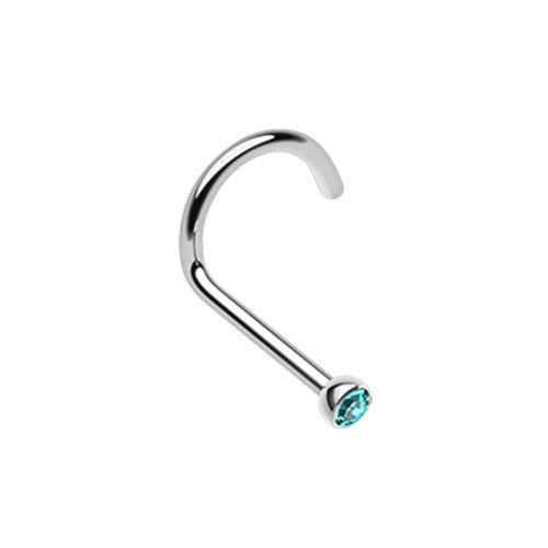 Nose Studs - Nose Screw With Press Set Gem - 18 Gauge