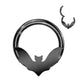316L surgical steel hinged segment ring with bat design, in black.  Great for septum, daith, rook, helix, tragus, or even eyebrow or earlobe piercings.     Available in 2 different diameters, 8mm or 10mm.