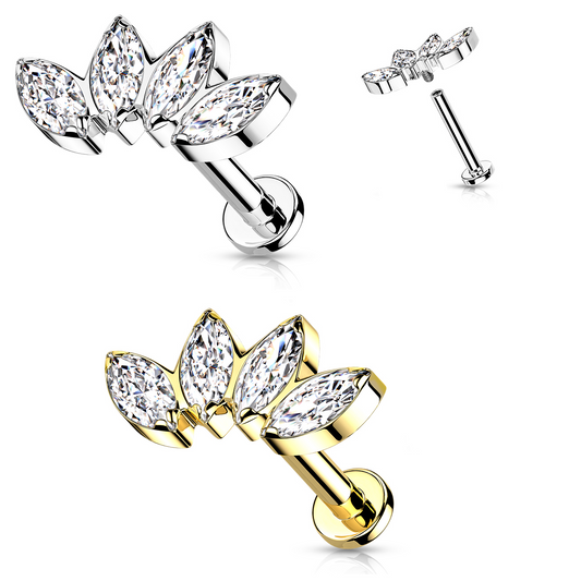 Labrets - TITANIUM IT 4 Marquise Gems