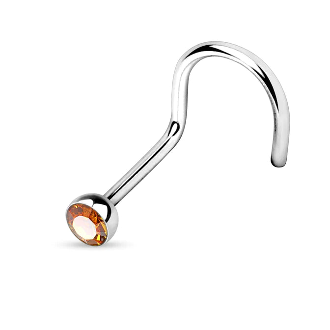 Nose Studs - Nose Screw With Press Set Gem - 20 Gauge