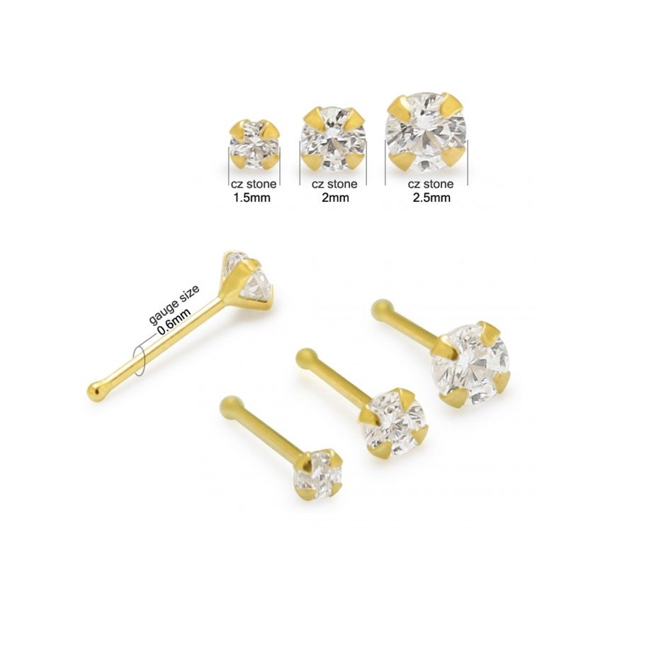 Nose Studs 14 Karat Gold Nose Bones