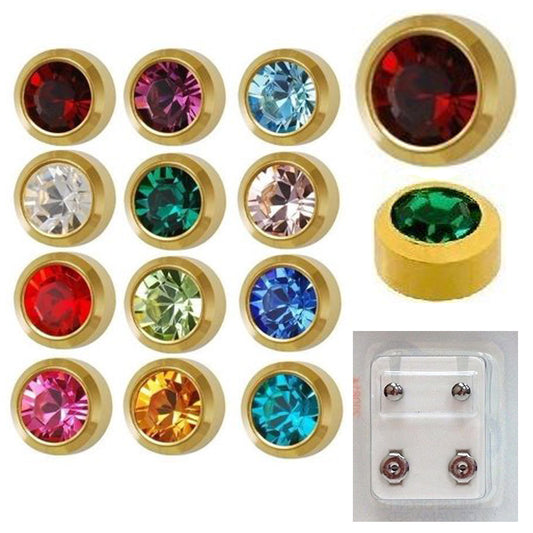 Earrings - Pre-Sterilized Gold Plated Piercing Studs - Jewelled