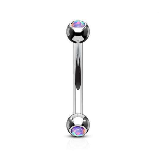 Curved Barbell - Surgical Steel With Glitter Opal