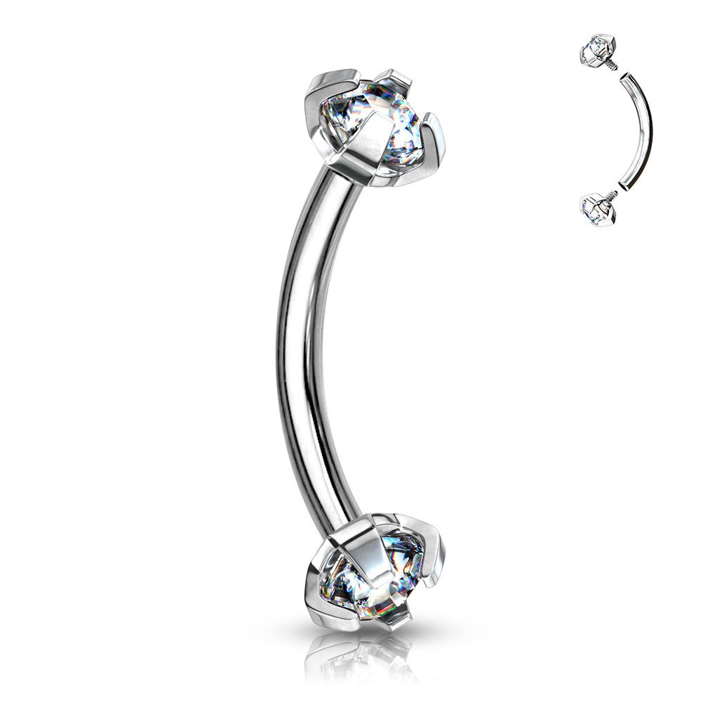 Curved Barbell - With IT Prong Set Gem