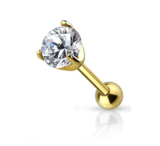 Cartilage - 14 Karat Gold With Prong Set Gem