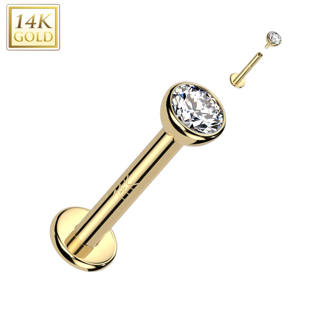 Labrets - 14 Karat Gold With IT Bezel Set Gem