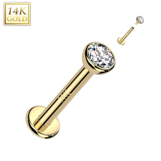 Labrets - 14 Karat Gold With IT Bezel Set Gem