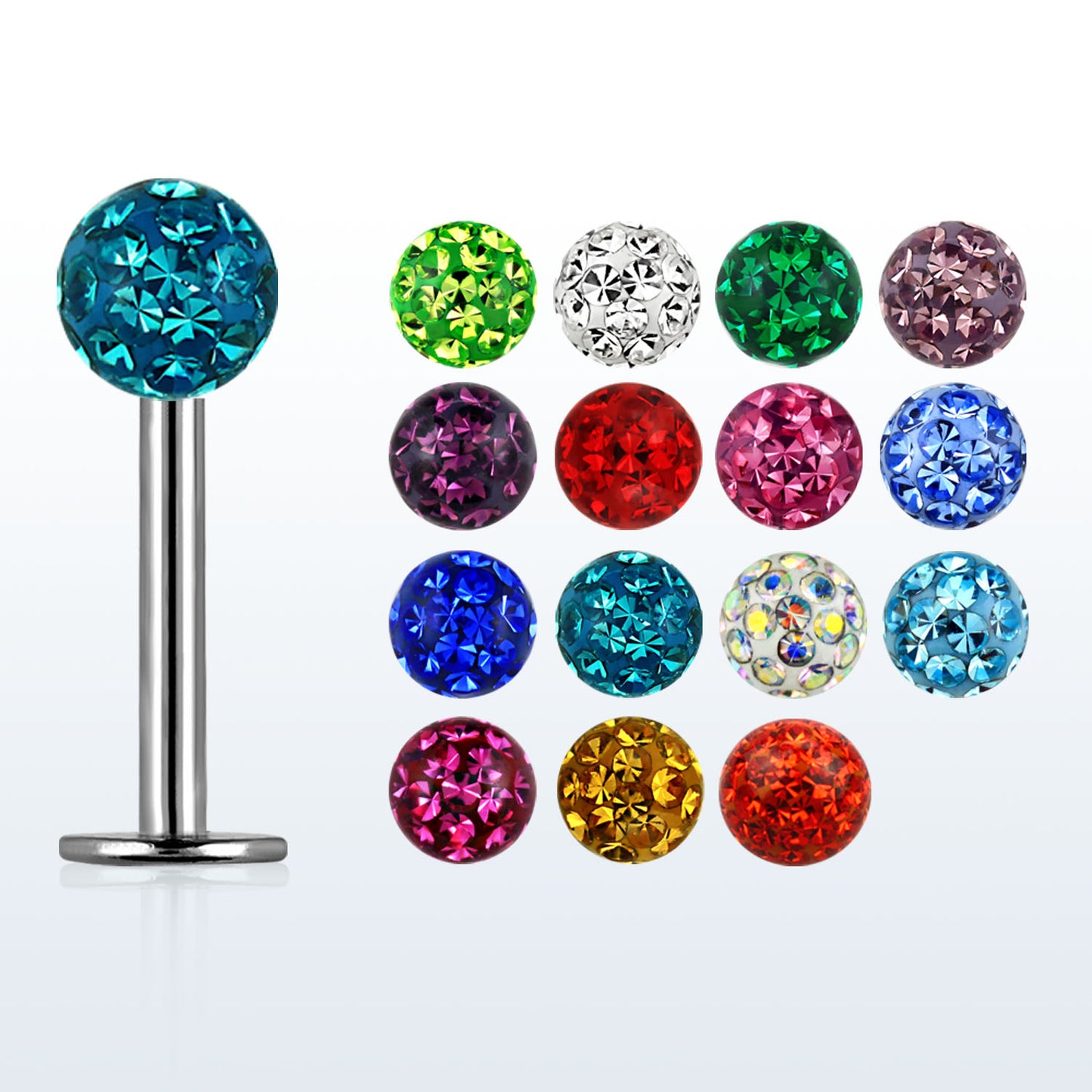 Labrets - Surgical Steel With Coated Tiffany Ball