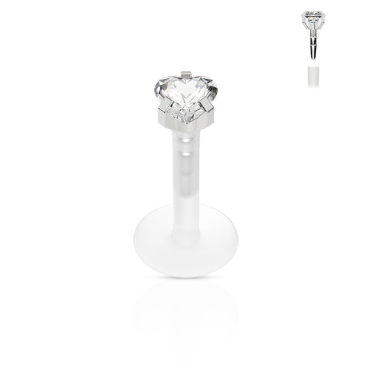 Labrets - Bio With Heart Gem