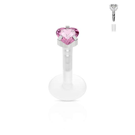 Labrets - Bio With Heart Gem