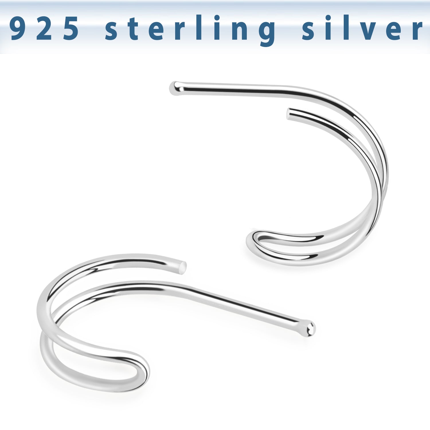 The look of two Sterling silver nose bone that looks like a double nose hoop. 20g nose bone with choice of 8mm or 10mm hoop.