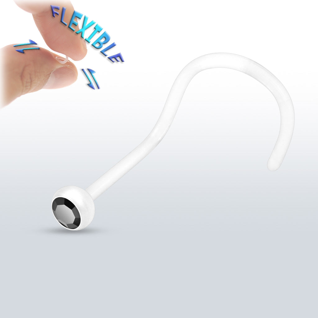 Nose Studs - Bio Flex Nose Screw With Gem