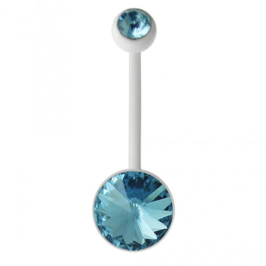 Belly Ring - Long Bio Banana With Large Crystal Gem