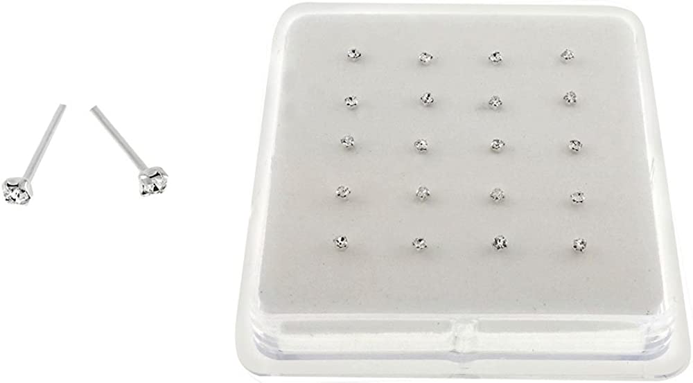 Nose Studs - Box of 20 Prong Set Gems BEND-TO-FIT