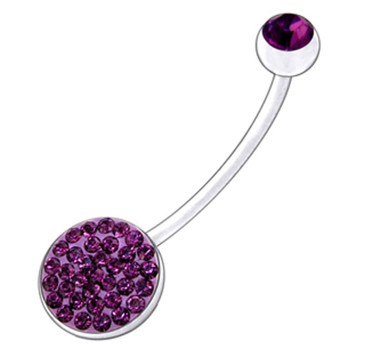 Belly Ring - Long Bio Banana With Tiffany Gem
