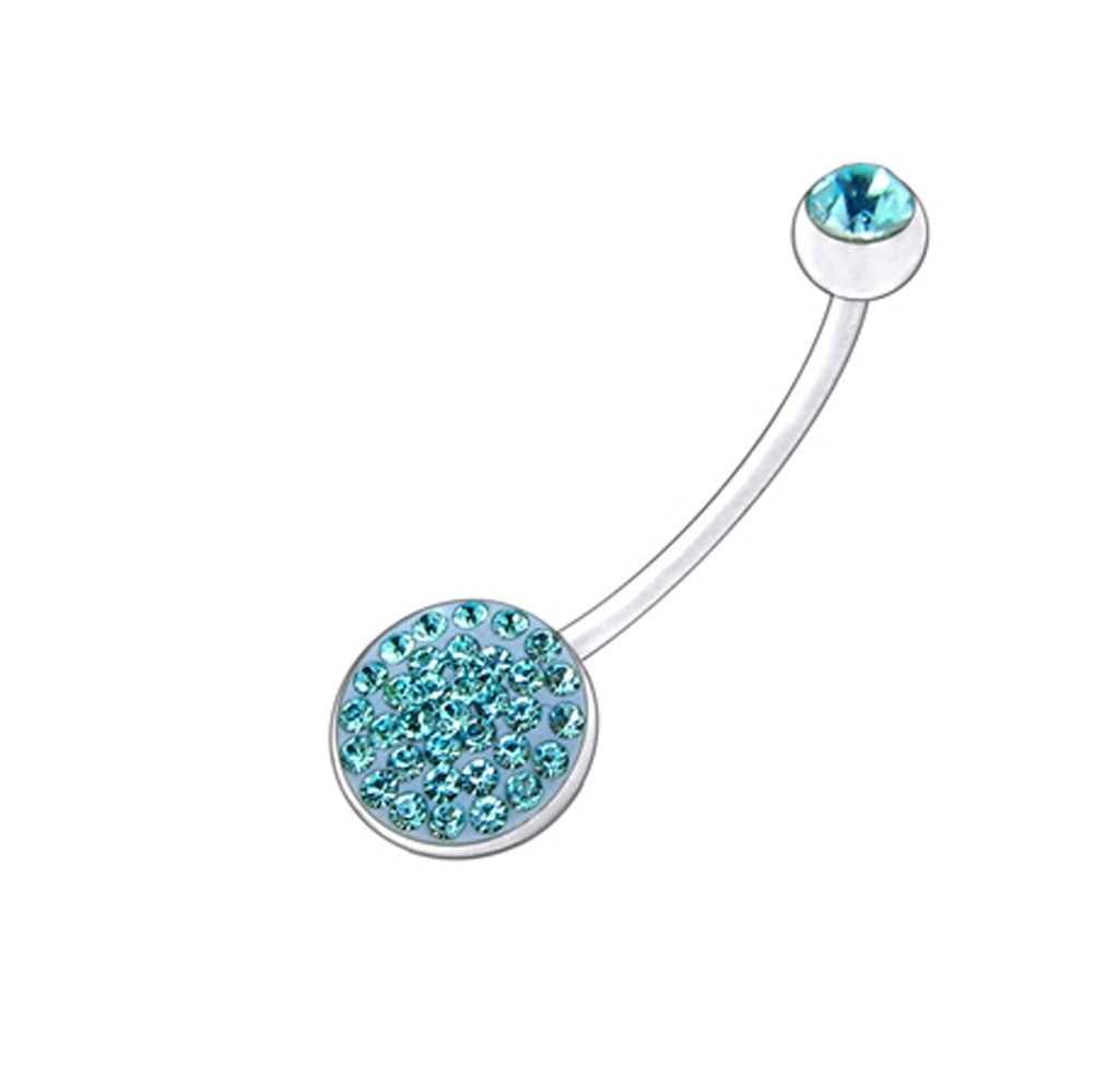 Belly Ring - Long Bio Banana With Tiffany Gem